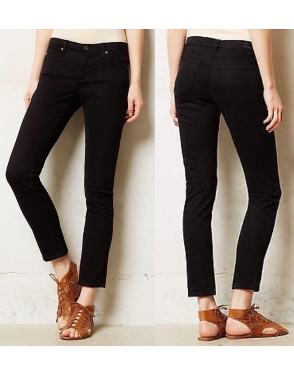 AG Adriano Goldschmied The Stevie Ankle Black Slim Straight Ankle Jeans Sz 29